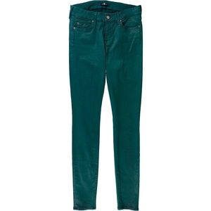 7 For All ManKind Womens Coated Skinny Fit Jeans, Green
